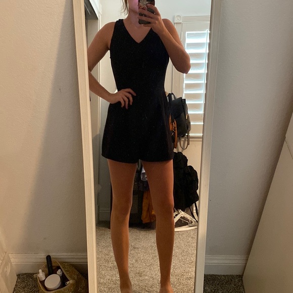 Black Romper with Gold Zipper - Picture 1 of 5